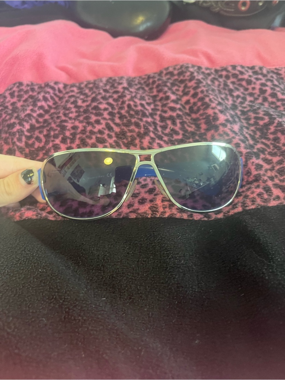 Prada Blue Frame Sunglasses with Silver Accents